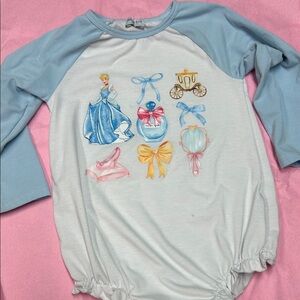 Disney Cinderella Blue and White Raglan Bubble - read description
